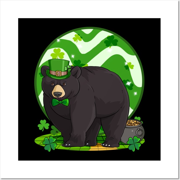 Black Bear St Patricks Day Leprechaun Wall Art by Noseking